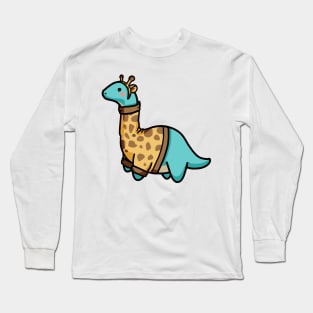 Cute Long Neck Dressed As Giraffe, Dinosaurus. Long Sleeve T-Shirt